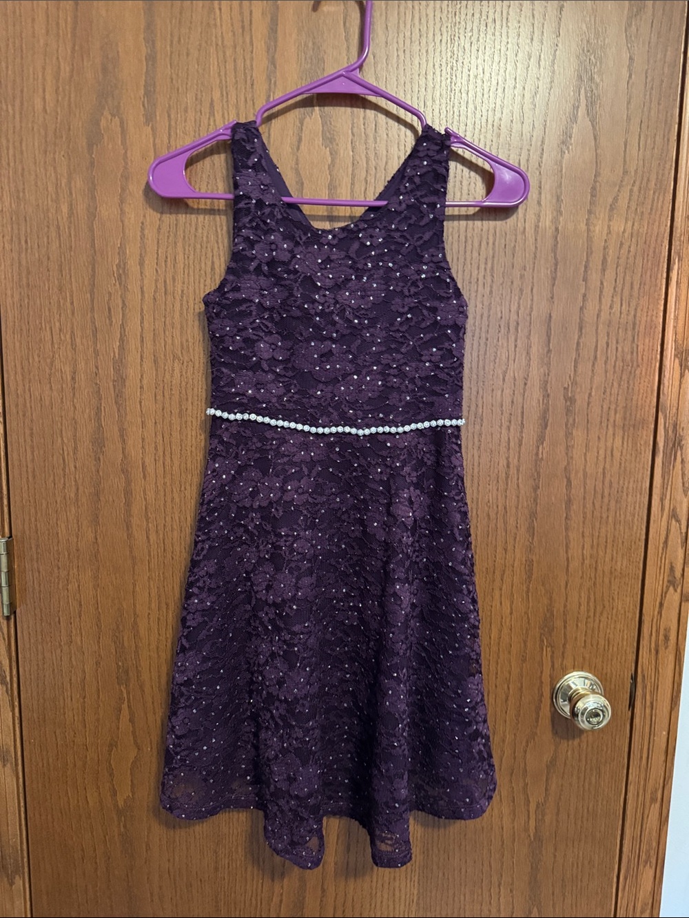 Speechless Purple Lace Dress with Pearl Trim